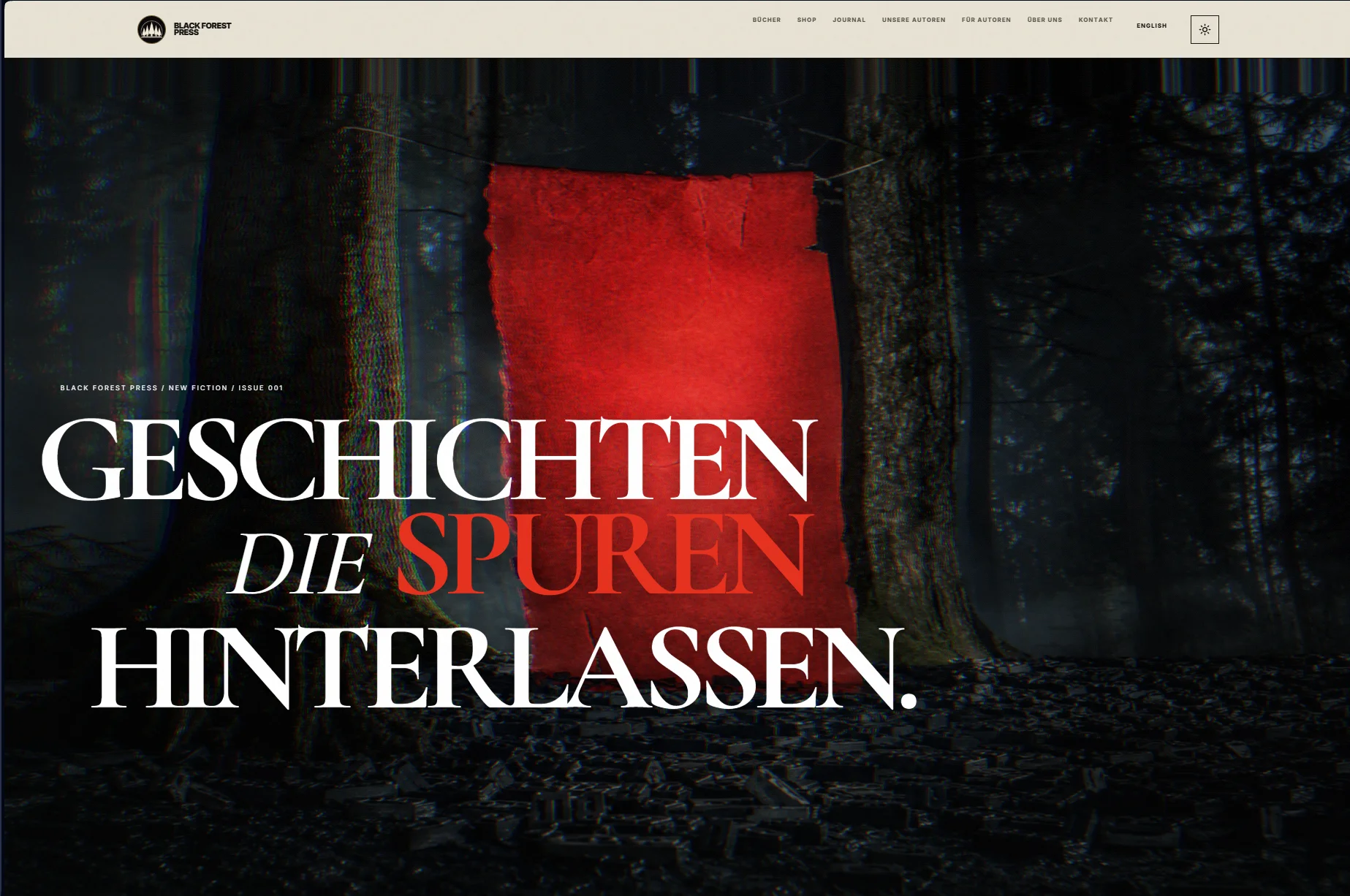 Black Forest Press: Große Typografie und eine eigenständige Bildwelt geben Geschichten und Verlagsmarke ihren Raum.