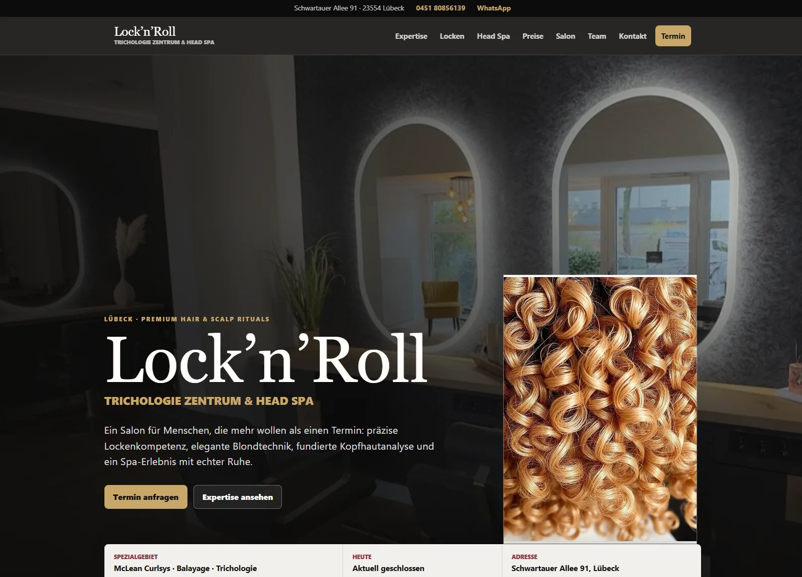 Lock’n’Roll: Spezialisierung, Salonatmosphäre und der Weg zum Termin werden auf einen Blick verständlich.